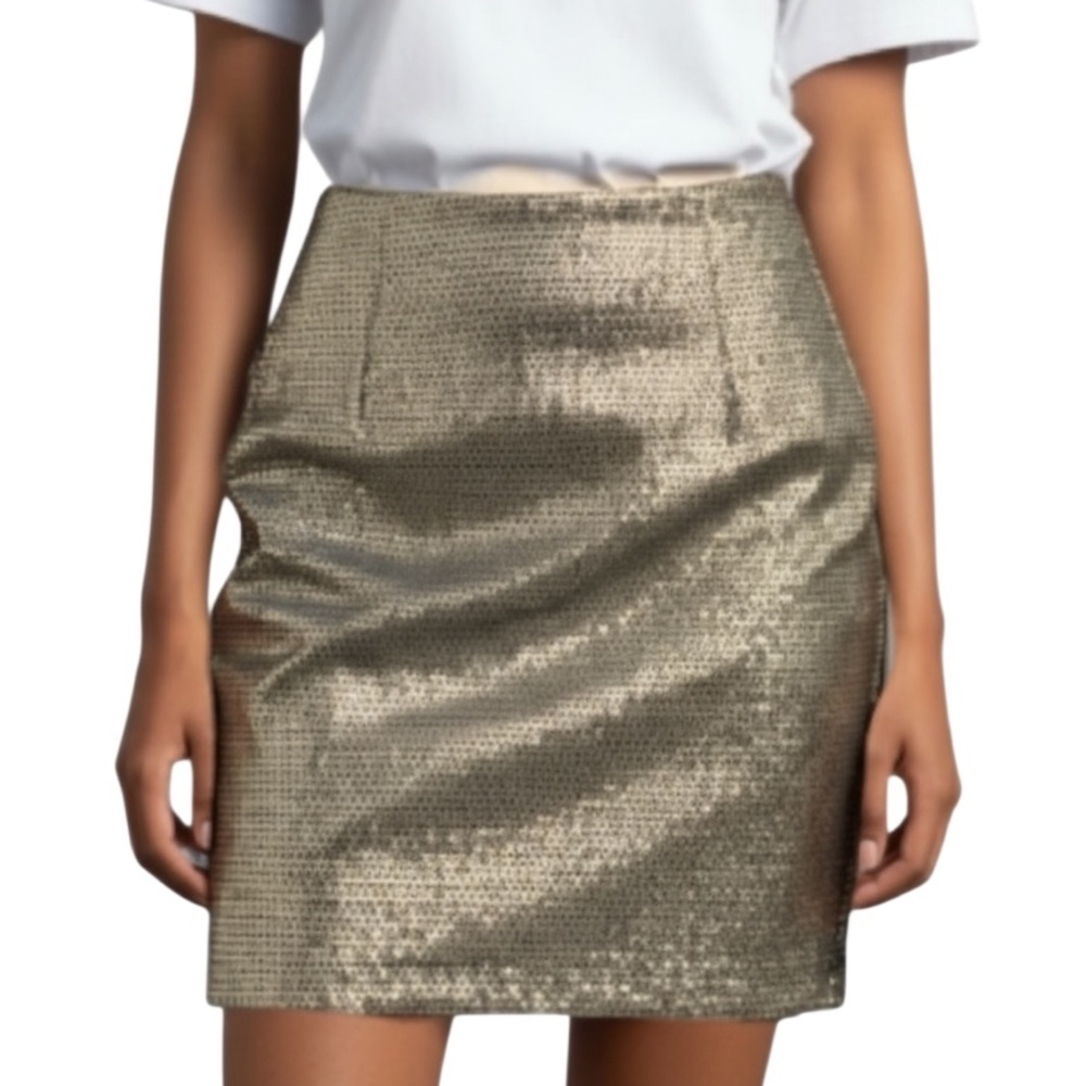 Banana Republic Jacquard Gold Pencil Mini Skirt Size 2